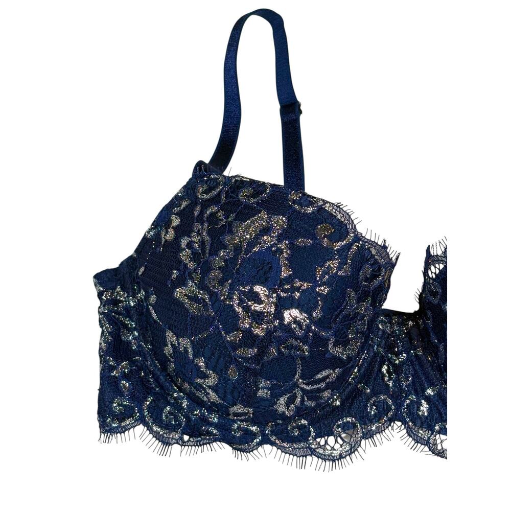 NWT Victoria’s Secret Dream Angels Lightly Lined Lace Demi Bra 34C Navy Blue - Picture 2 of 6